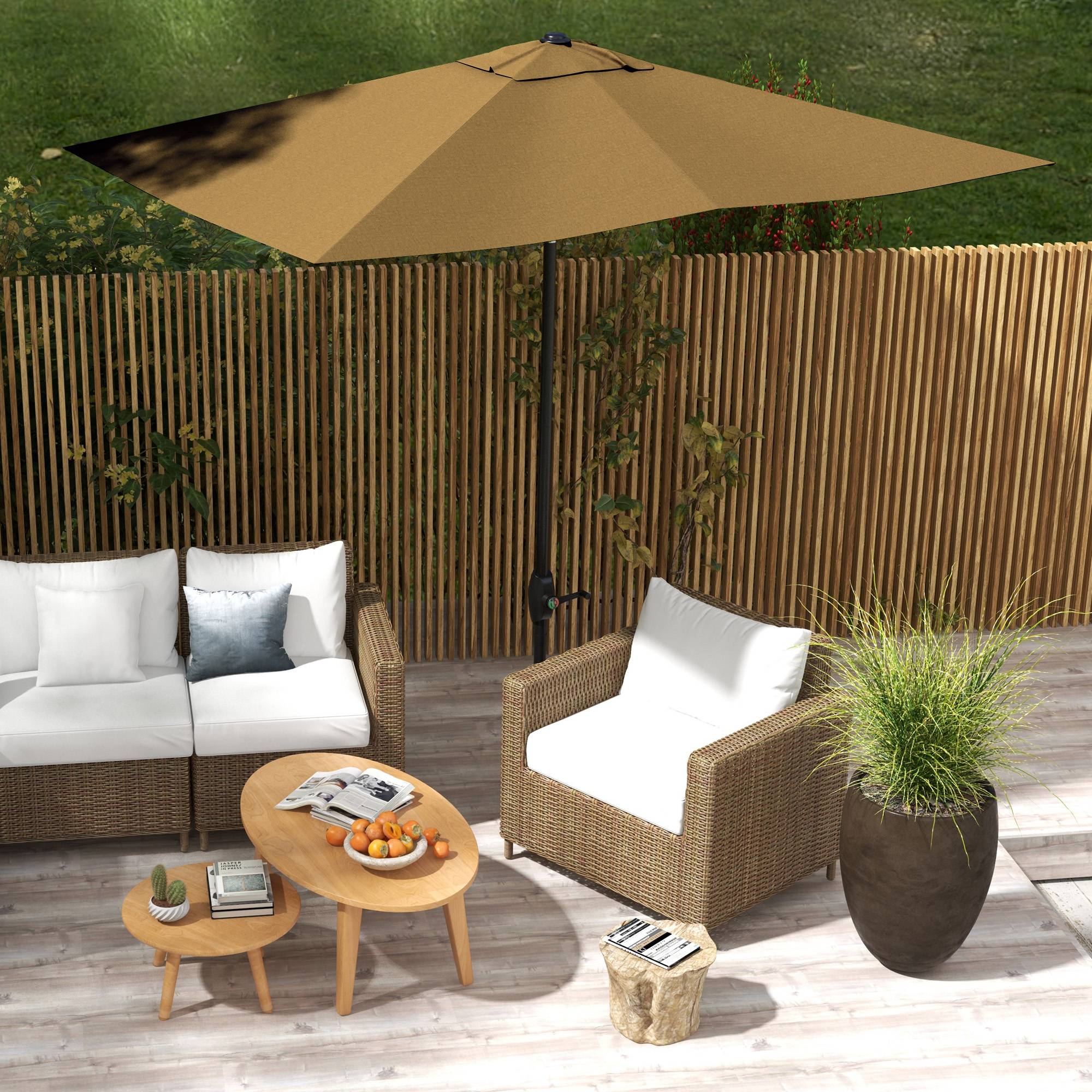 ComfortXL - Parasol rectangulaire aluminium extérieur pour terrasse inclinable avec manivelle café - ComfortXL Outdoor Living - Image 10