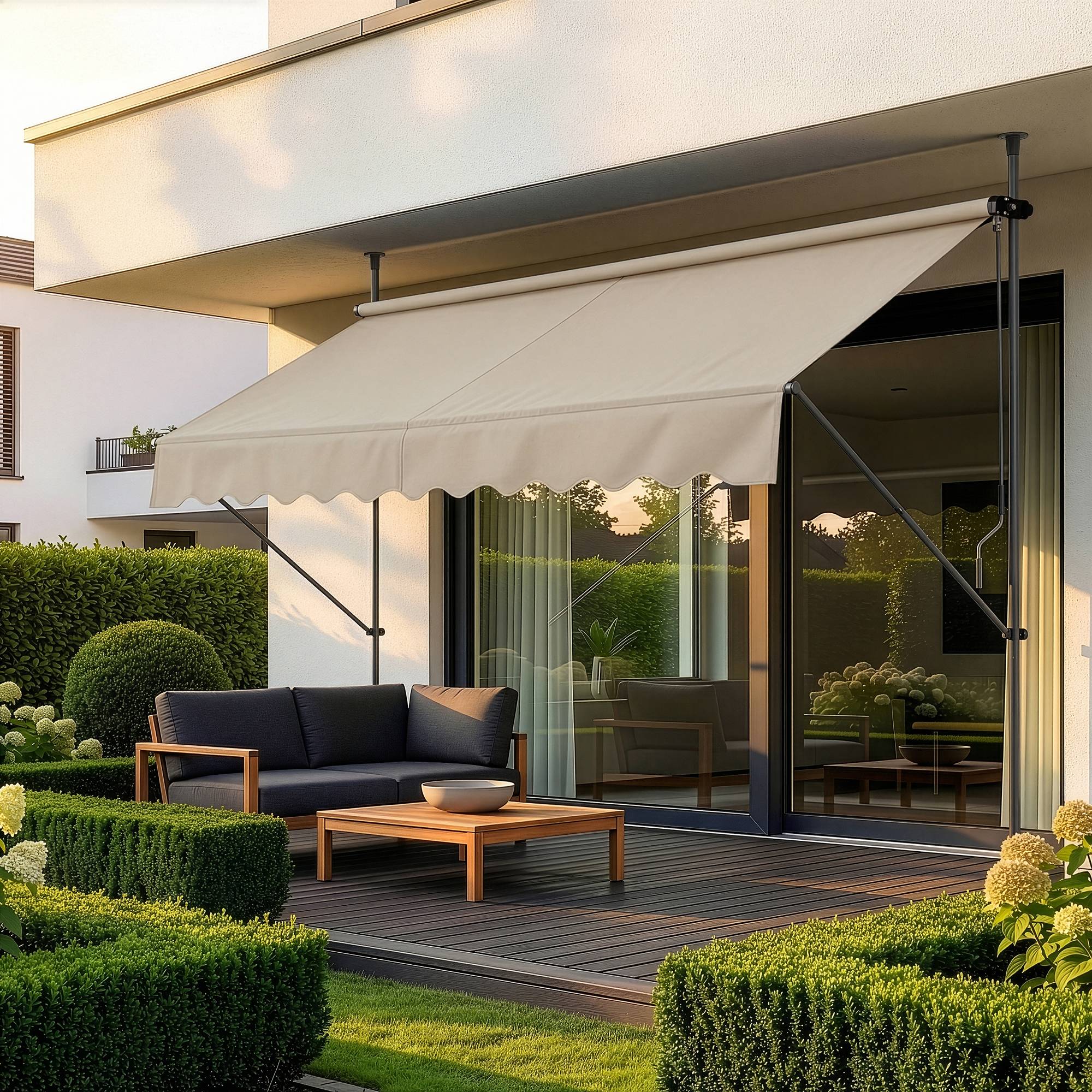 Pro.Tec - Store Banne Manuel Auvent Téléscopique 200 x 120 x 220-309 cm Sable  [pro.tec] - Imagen 1