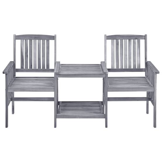 Salon de Jardin 2 Personnes Acacia Gris et Coussins Épais Verts 7 cm – ComfortXL Outdoor Living - Image 5