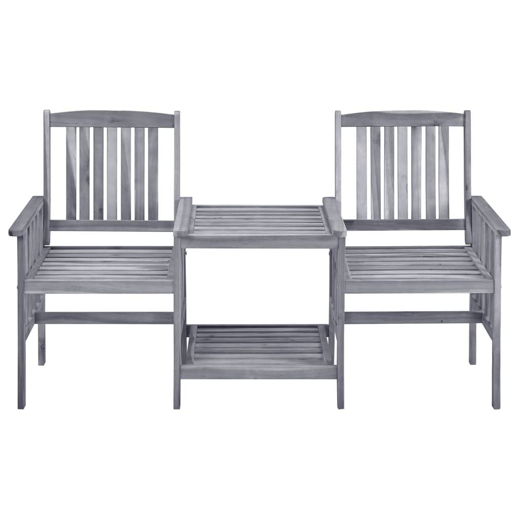 Salon de Jardin 2 Personnes Acacia Gris et Coussins Épais Verts 7 cm – ComfortXL Outdoor Living - Image 5