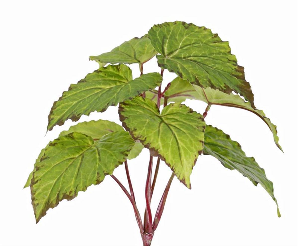 Artificielles - Begonia artificel en piquet 9 feuilles H25cm - Imagen 2
