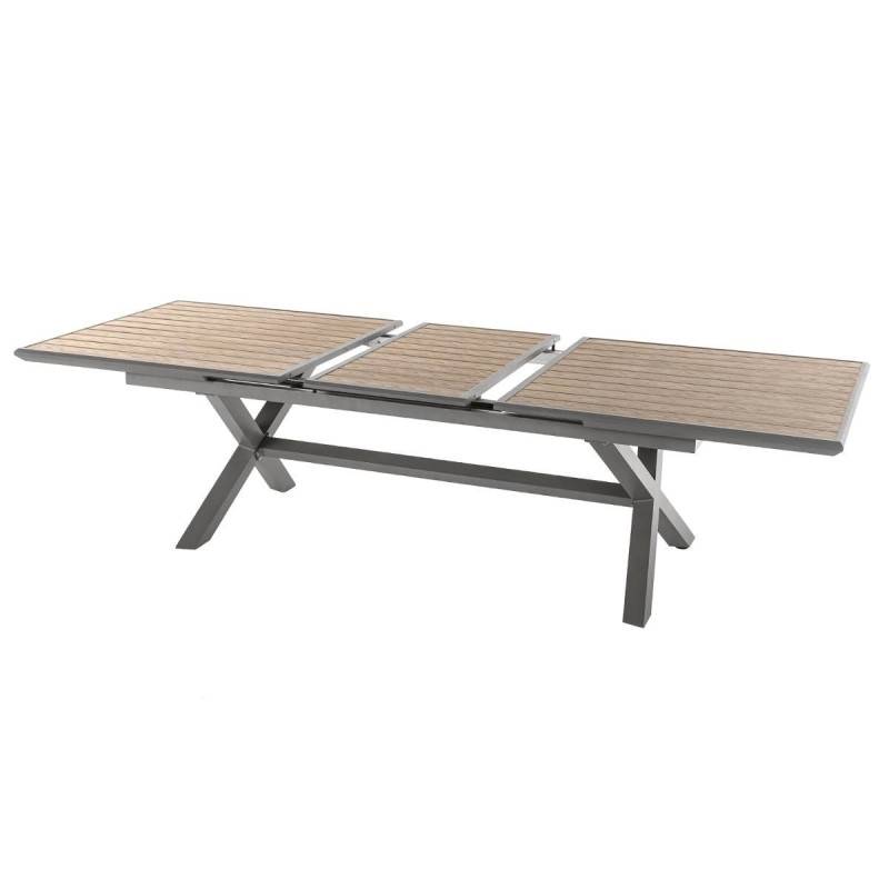 Hesperide - Table de jardin extensible "Axiome" effet bois honey & praline 10 places en aluminium traité époxy Hespéride - Image 7