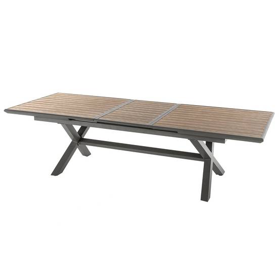 Hesperide - Table de jardin extensible "Axiome" effet bois honey & praline 10 places en aluminium traité époxy Hespéride - Image 2