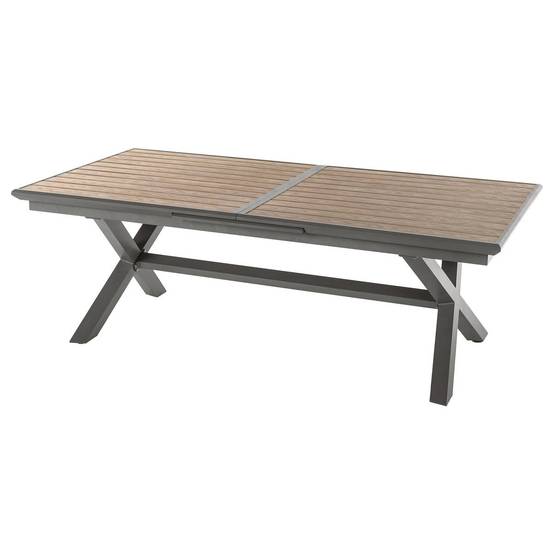 Hesperide - Table de jardin extensible "Axiome" effet bois honey & praline 10 places en aluminium traité époxy Hespéride - Image 1