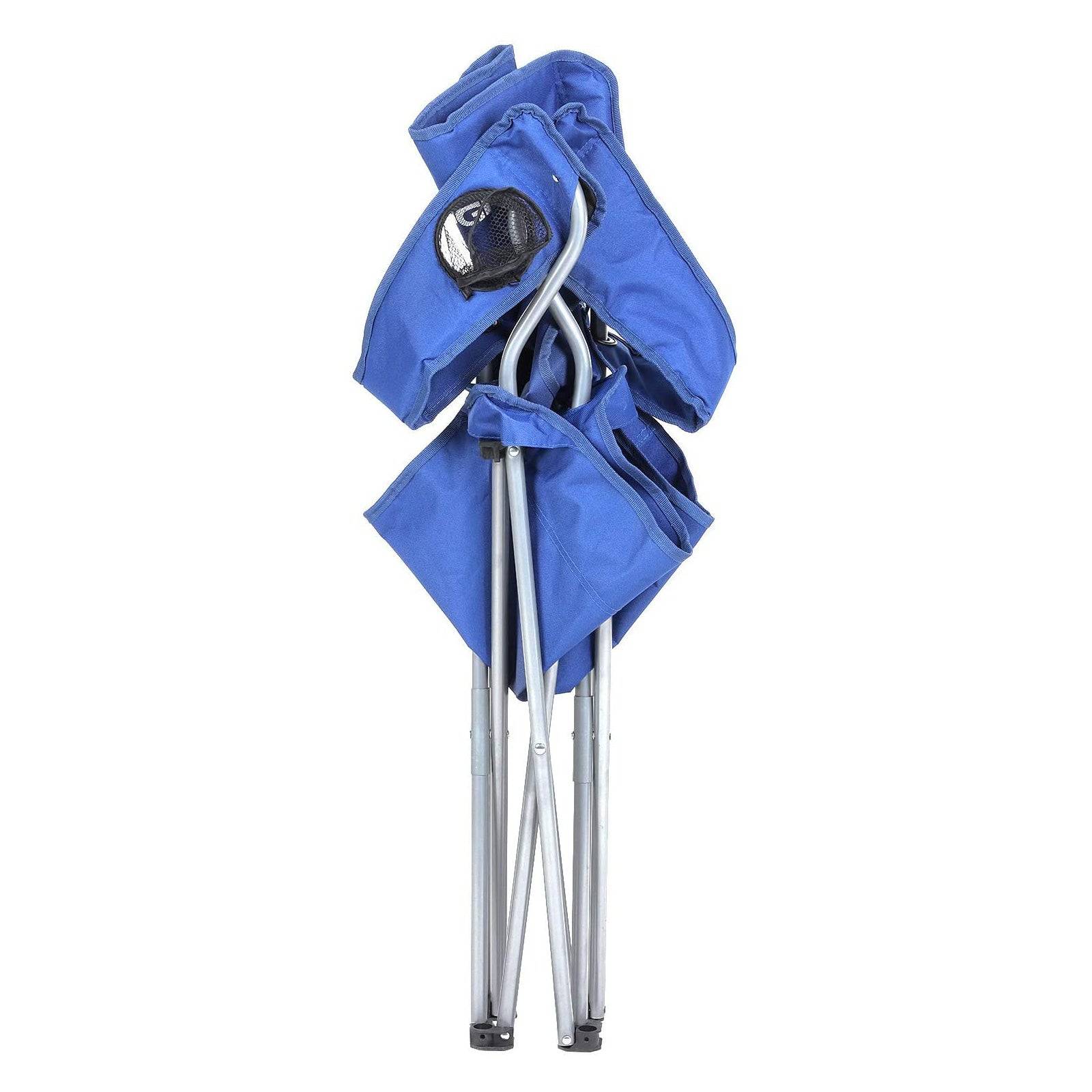 Helloshop26 - Lot de 2 chaises pliables confortables pliables avec armature robuste charge max. 150 kg avec porte-bouteille chaise d'extérieur bleu - Imagen 3
