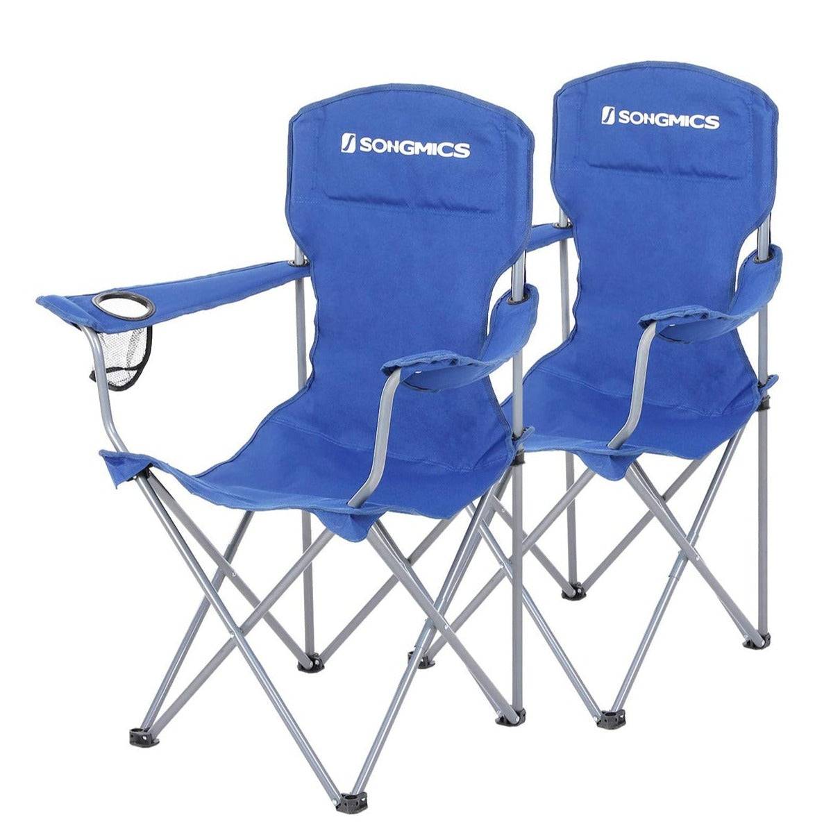Helloshop26 - Lot de 2 chaises pliables confortables pliables avec armature robuste charge max. 150 kg avec porte-bouteille chaise d'extérieur bleu - Imagen 1