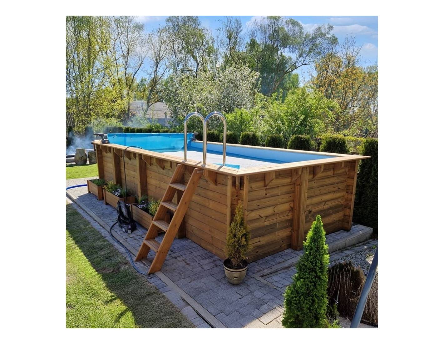 Altanka - Piscine en bois Aqua 7x3.75 - H.1.45 m fixations à sceller - BAS7308OSPI+SZA - Imagen 5