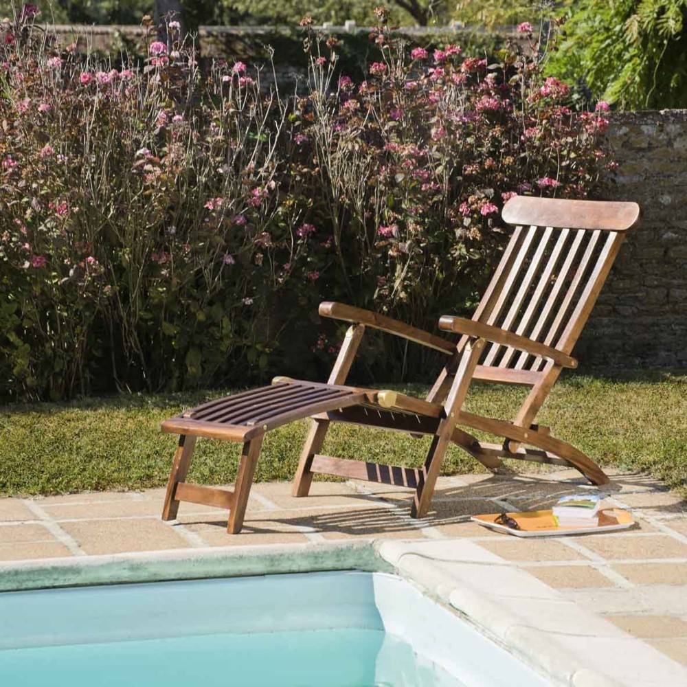 Macabane - MAEVA - Chaise longue de jardin en bois teck huilé - Imagen 5