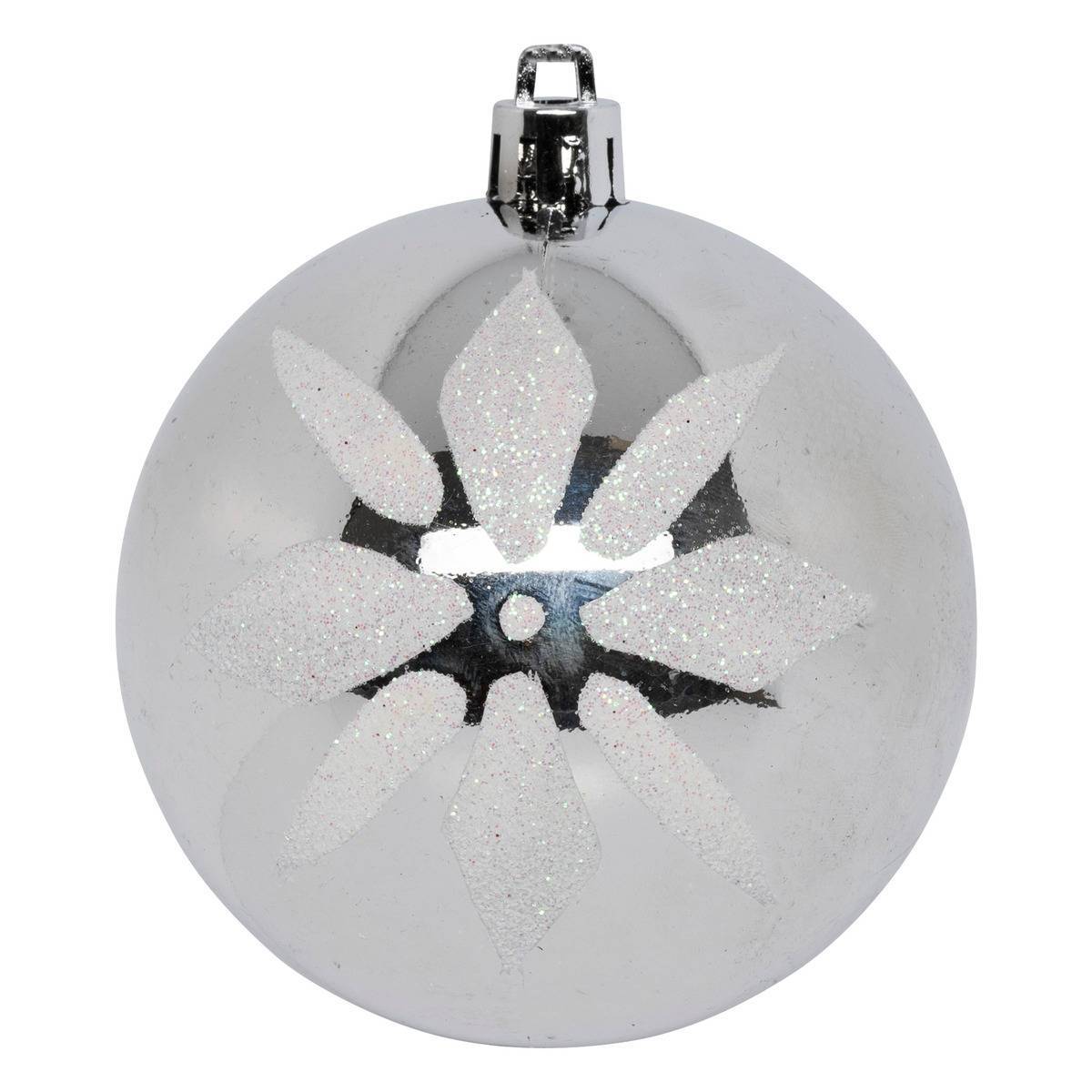 Fééric Lights & Christmas - Boules de Noël "Colorama de Noël" lot de 8 en plastique D8cm argent blanc - Atmosphera Créateur d'intérieur - Imagen 4