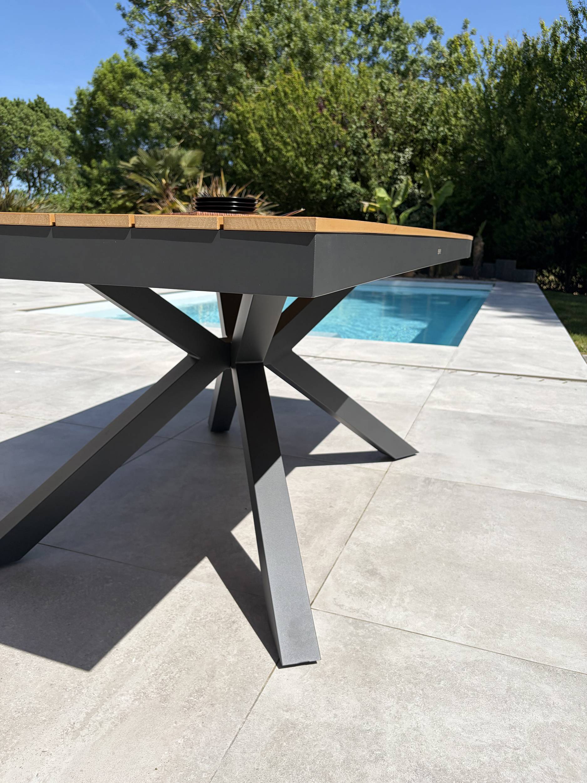 Dcb Garden - Ensemble repas de jardin 6 places en alu - Gris anthracite - LAMU - Image 5