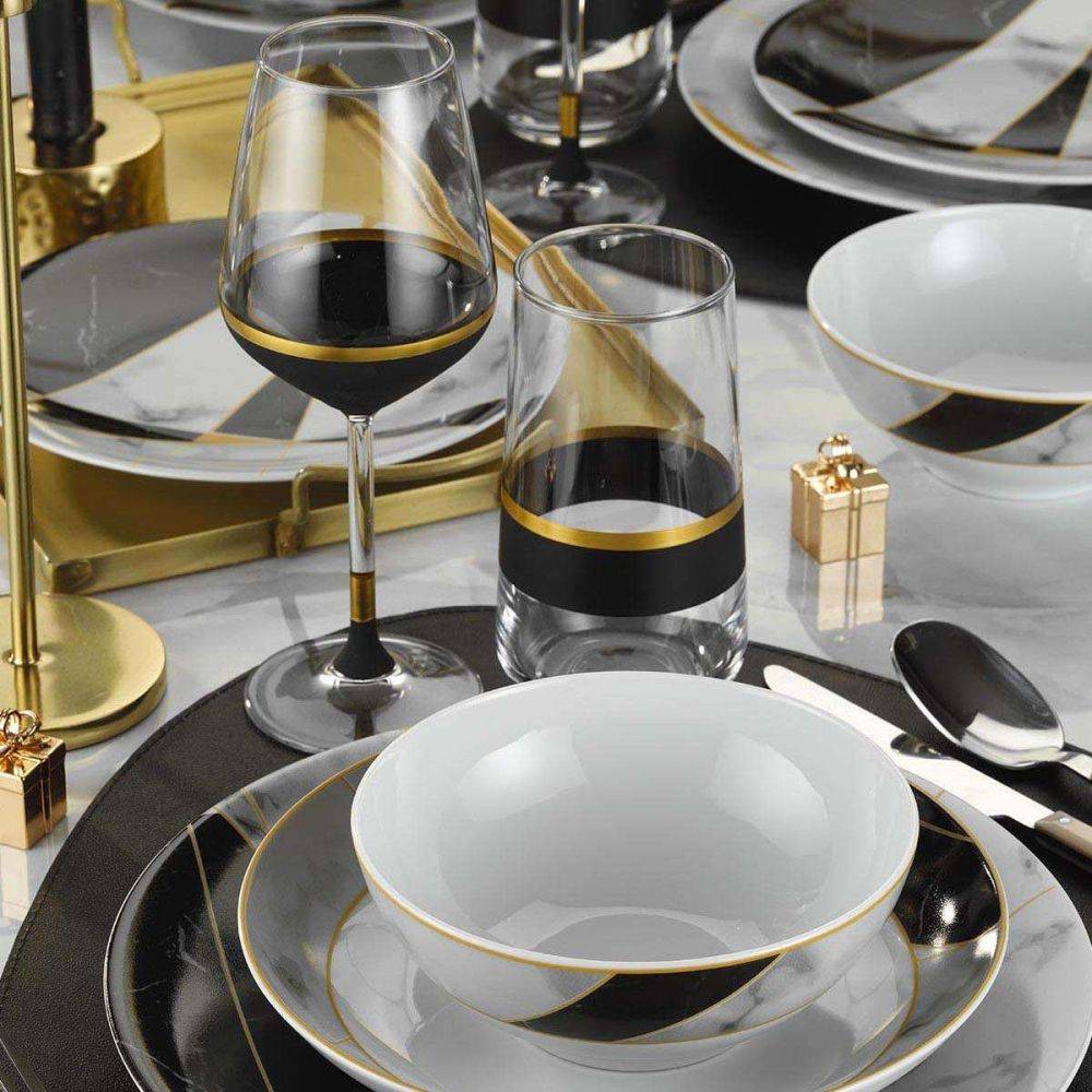 Hanah Home - Service de table en porcelaine motifs géométriques 24 pièces - Imagen 2