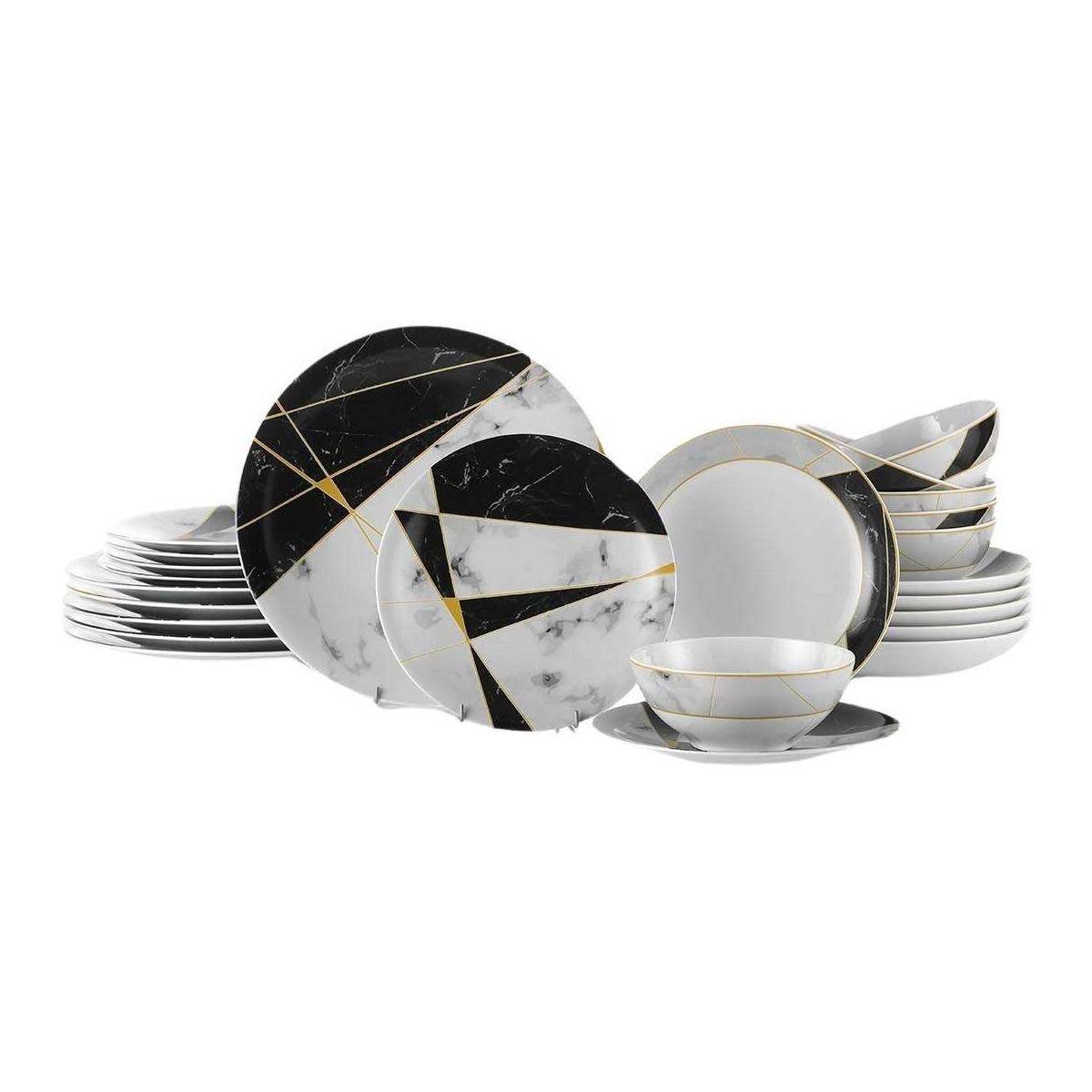 Hanah Home - Service de table en porcelaine motifs géométriques 24 pièces - Imagen 1