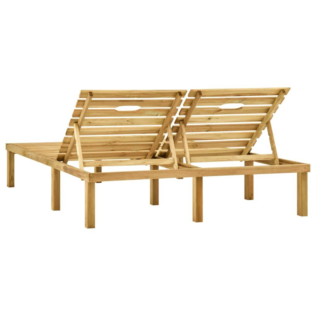 Maison Chic - Bain de soleil - transat double Bois de pin imprégné de vert - Meuble Pro-JU13981 - Imagen 4