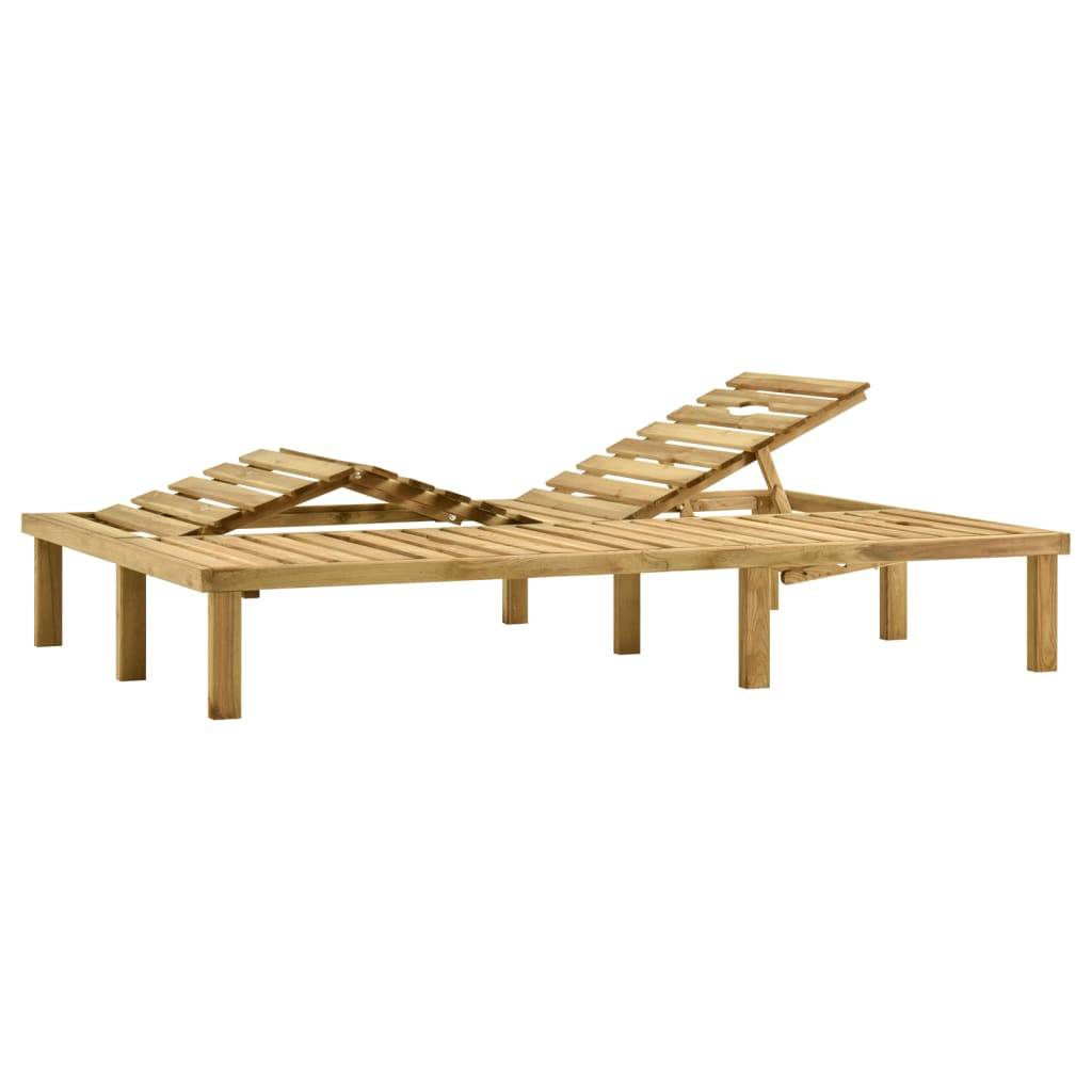 Maison Chic - Bain de soleil - transat double Bois de pin imprégné de vert - Meuble Pro-JU13981 - Imagen 3