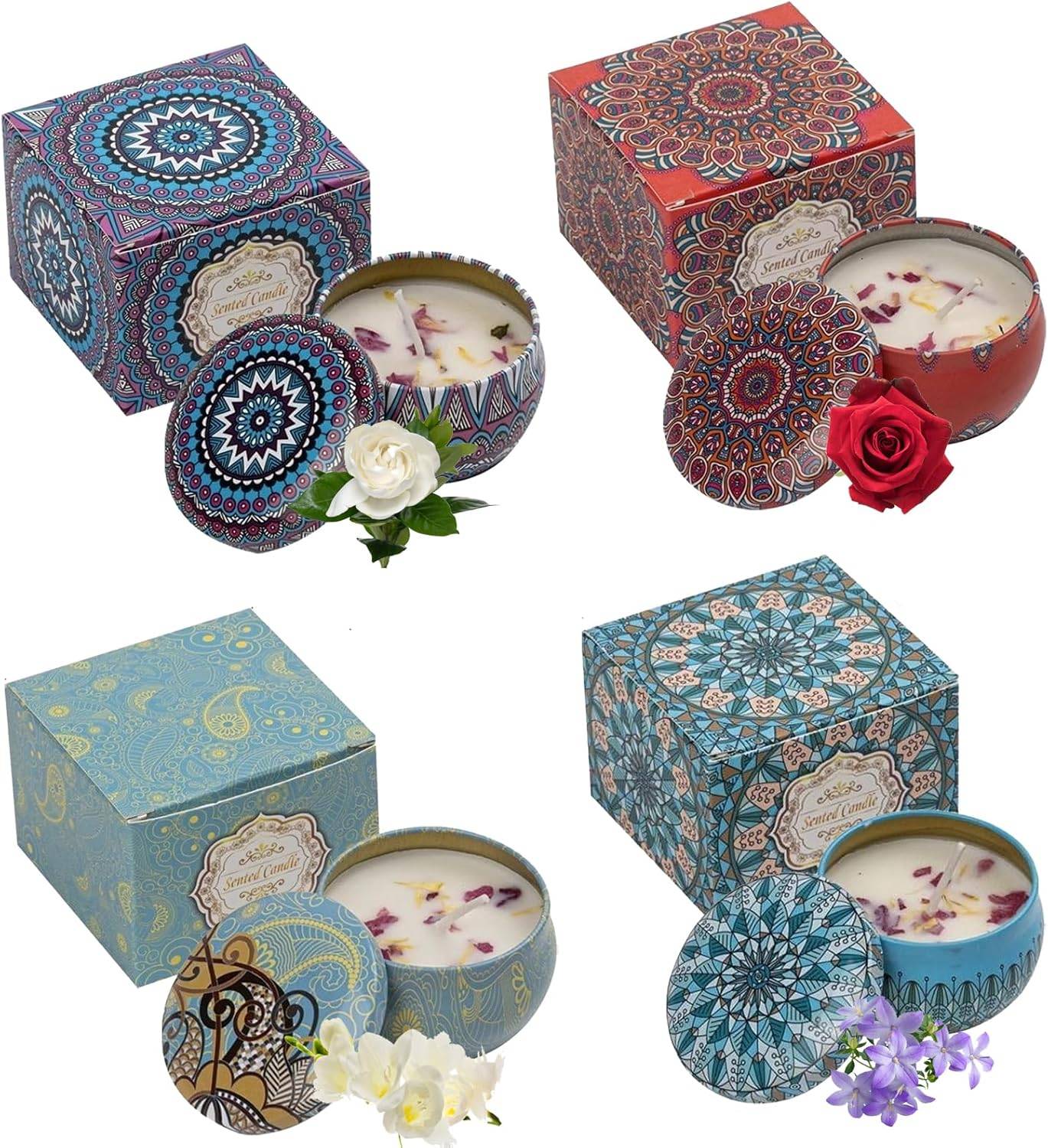 Bougies d'Aromathérapie en Cire de Soja 4 Pièces - IntiMeg - Image 1