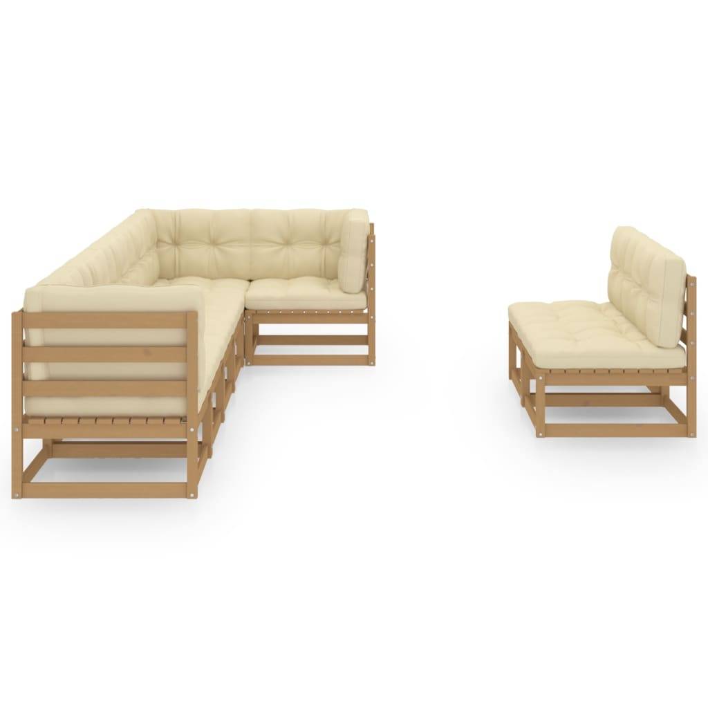 Helloshop26 - Salon de jardin meuble d'extérieur ensemble de mobilier 8 pièces avec coussins bois de pin massif - Imagen 1