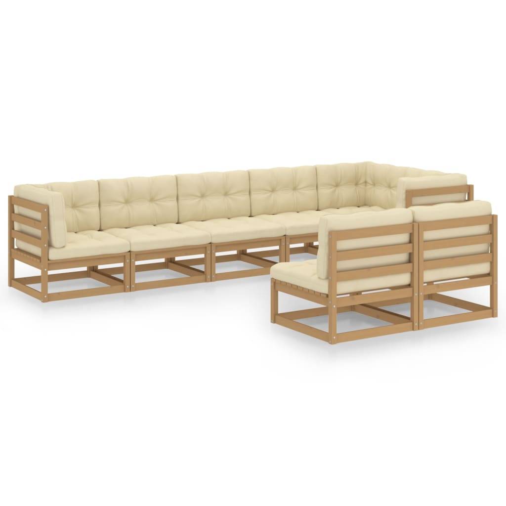 Helloshop26 - Salon de jardin meuble d'extérieur ensemble de mobilier 8 pièces avec coussins bois de pin massif - Imagen 2