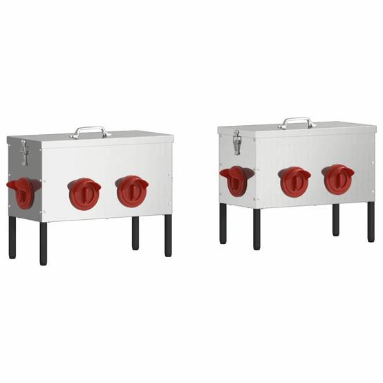 Lot de 2 Nourrisseurs Bas Galva Poule 15kg Argent - ComfortXL Outdoor Living - Image 2