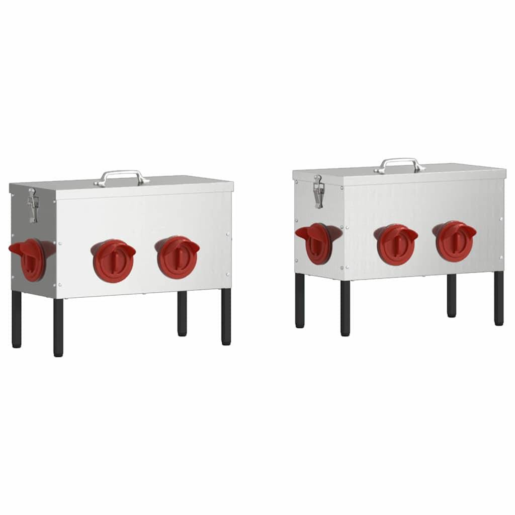 Lot de 2 Nourrisseurs Bas Galva Poule 15kg Argent - ComfortXL Outdoor Living - Image 2