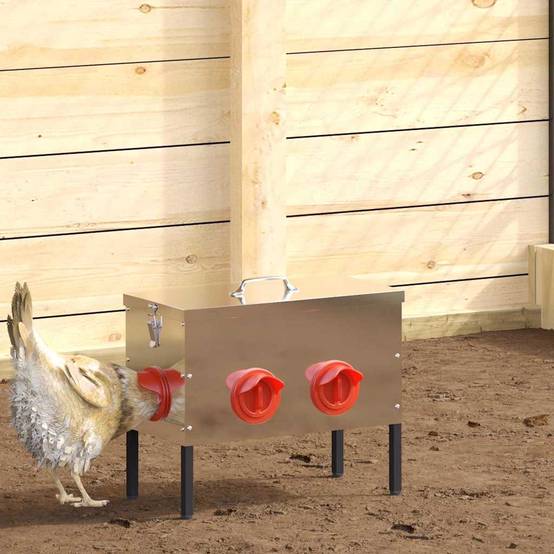Lot de 2 Nourrisseurs Bas Galva Poule 15kg Argent - ComfortXL Outdoor Living - Image 1