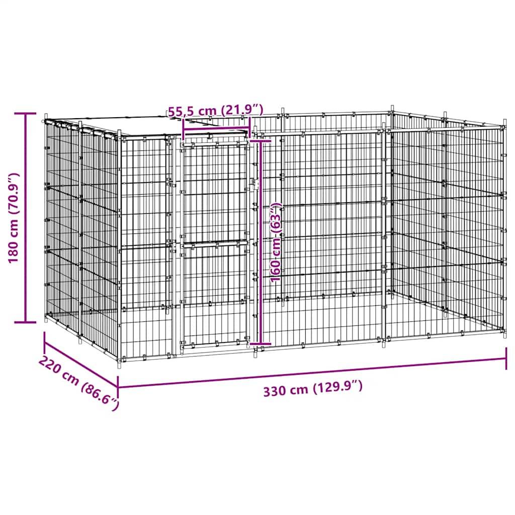 Vidaxl - Chenil extérieur Acier avec toit 7,26 m² vidaXL 3082293 - Imagen 2