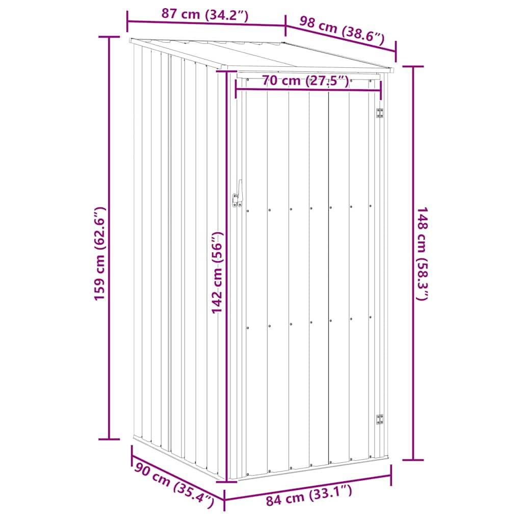 Vidaxl - Abri de jardin Anthracite 87x98x159 cm Acier galvanisé vidaXL 46291 - Image 3