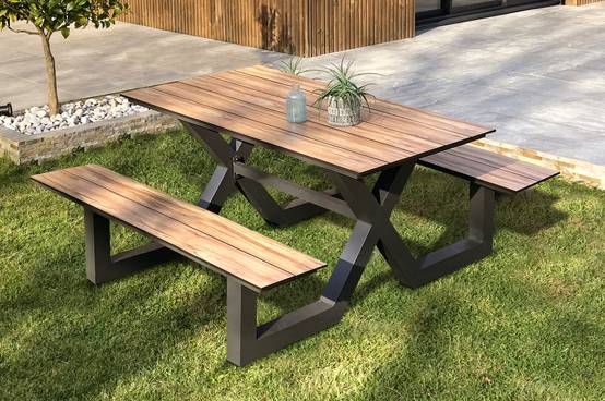 Table de jardin en aluminium et plateau HPL - Gris anthracite - VANCOUVER - Image 1