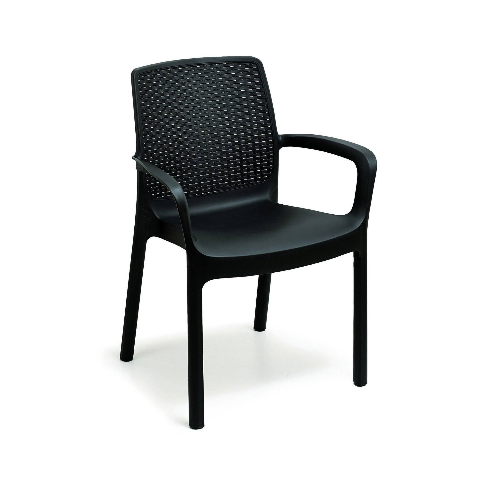 Dmora - Chaise d'extérieur Torino, Siège de jardin, Chaise pour table à manger, Fauteuil d'extérieur effet rotin, 54x60h82 cm, Anthracite - Dmora - Imagen 1
