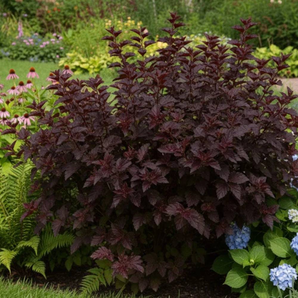 Physocarpus Black Light® 'Minbla3', Physocarpe à fleurs Blanche - feuillage Caduc - Pot de 3L - 40/60 cm- hauteur à maturité De 1,50 m à 2,00 m - Image 1