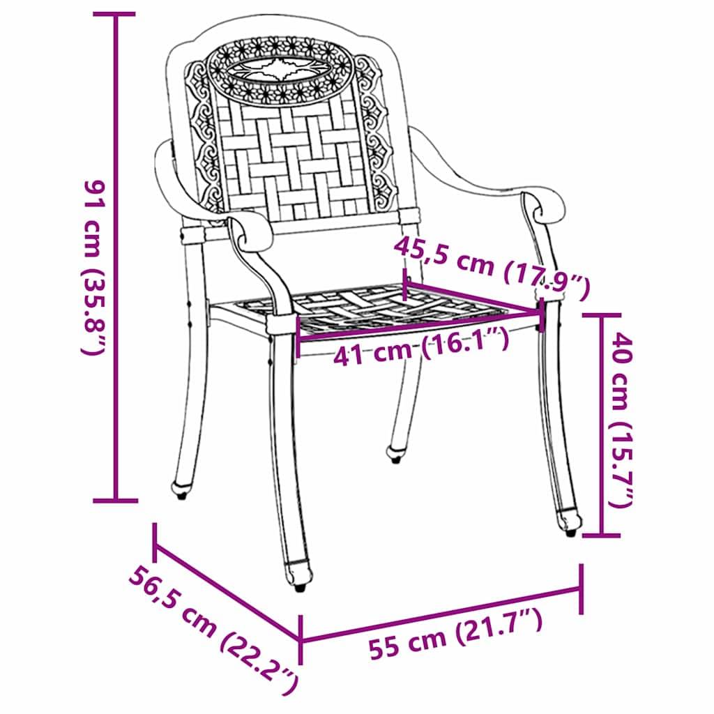 Chaise de jardin aluminium bronze 55 x 56,5 x 91 cm (Lot de 2) - PANGIVO - Image 8