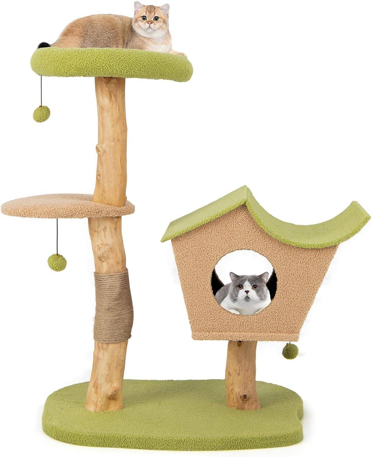 Arbre à Chat en Bois Massif de 110 CM, Centre d'Activité Multicouche, Charge 15 KG Chaque Couche - Image 1