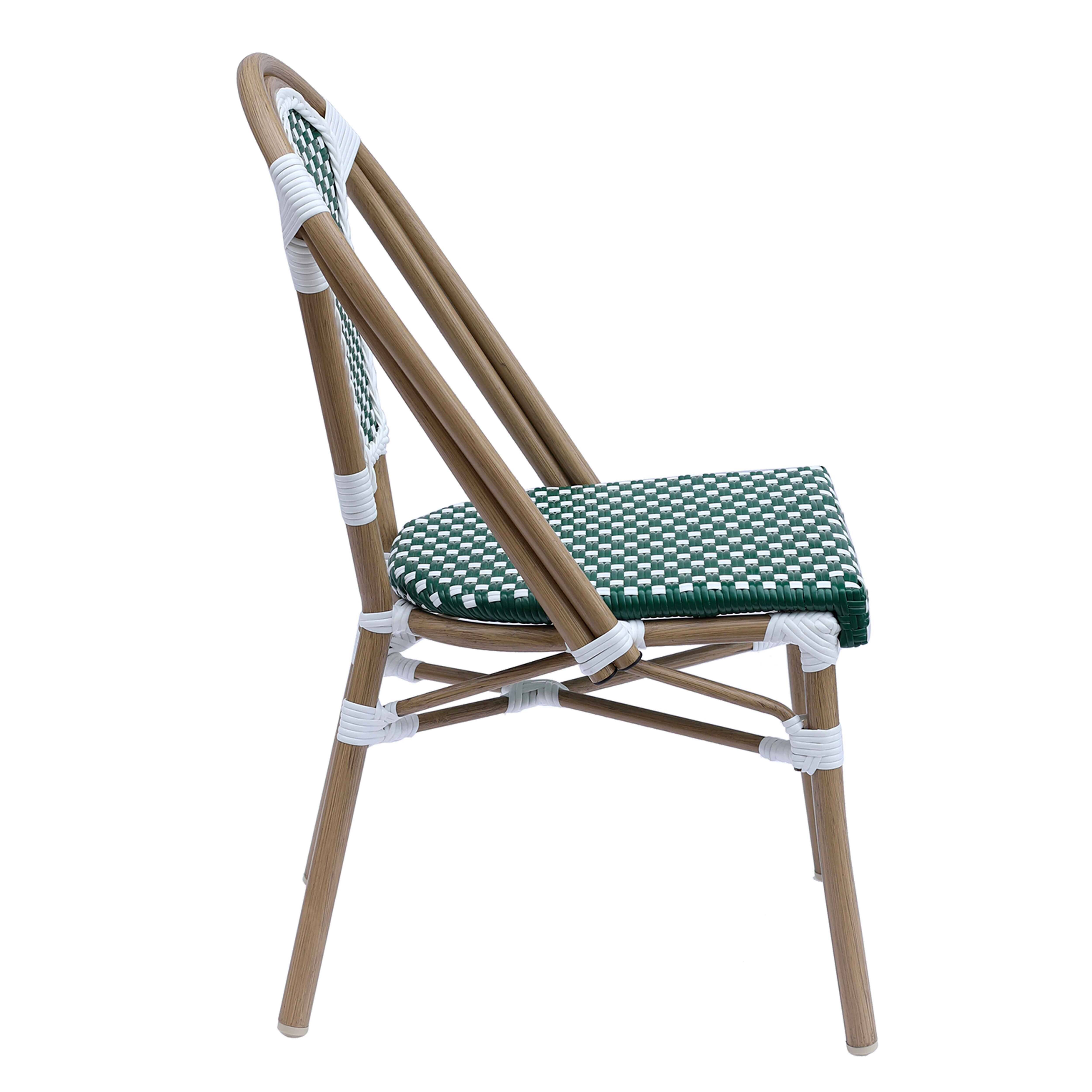 Oviala - Chaise de terrasse bistrot parisien en aluminium et rotin vert foncé Belleville - Oviala - Imagen 2