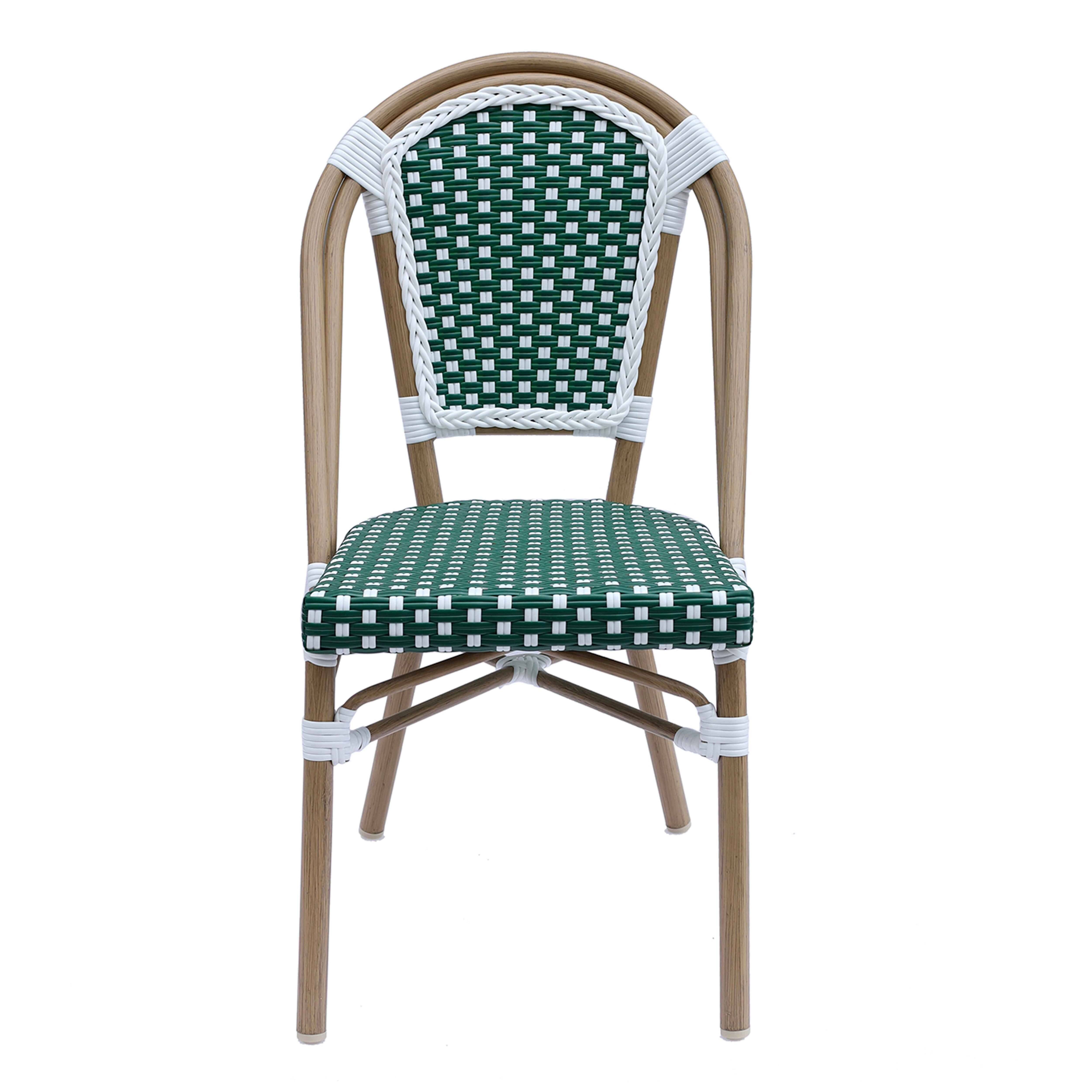 Oviala - Chaise de terrasse bistrot parisien en aluminium et rotin vert foncé Belleville - Oviala - Imagen 4