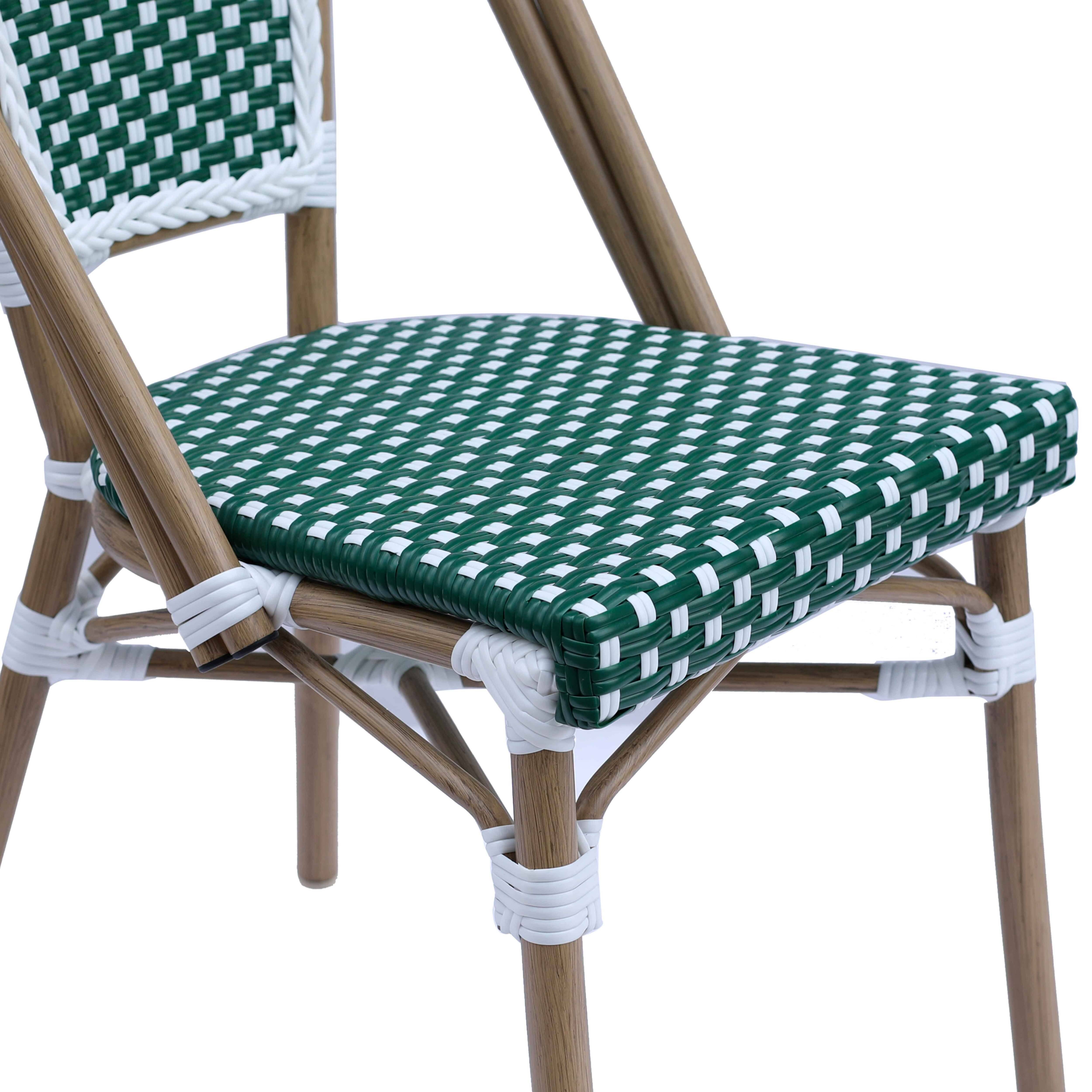 Oviala - Chaise de terrasse bistrot parisien en aluminium et rotin vert foncé Belleville - Oviala - Imagen 6