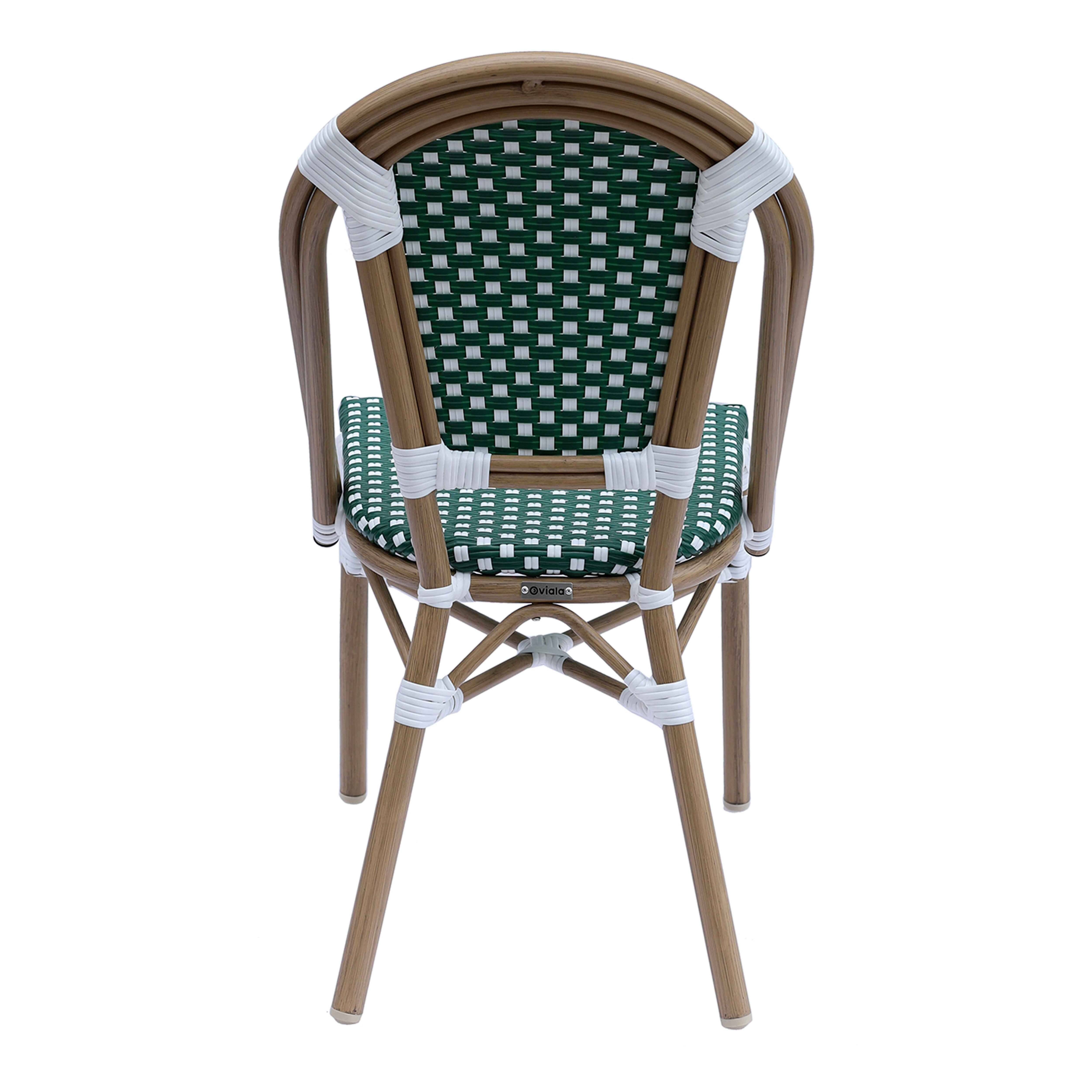 Oviala - Chaise de terrasse bistrot parisien en aluminium et rotin vert foncé Belleville - Oviala - Imagen 5