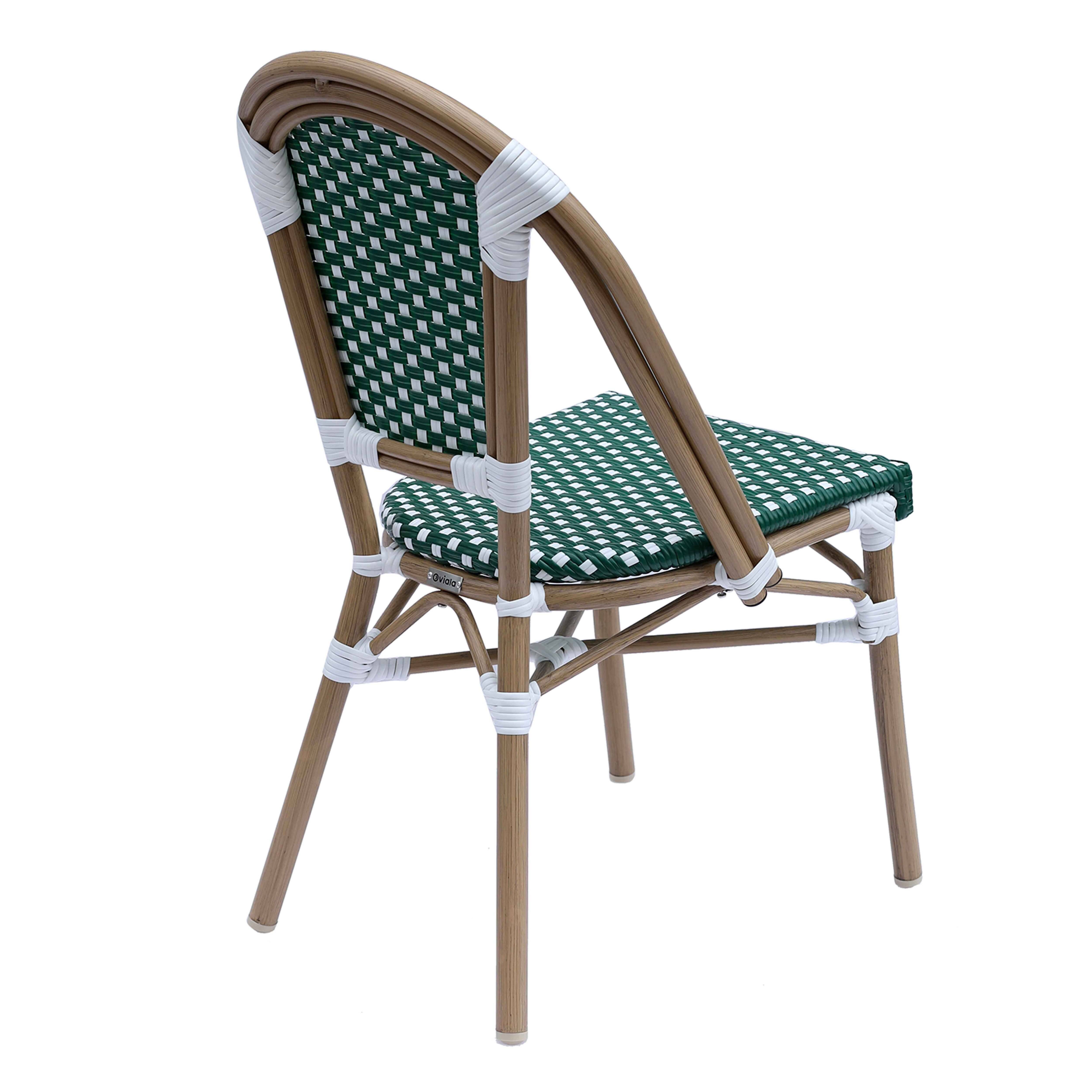 Oviala - Chaise de terrasse bistrot parisien en aluminium et rotin vert foncé Belleville - Oviala - Imagen 3