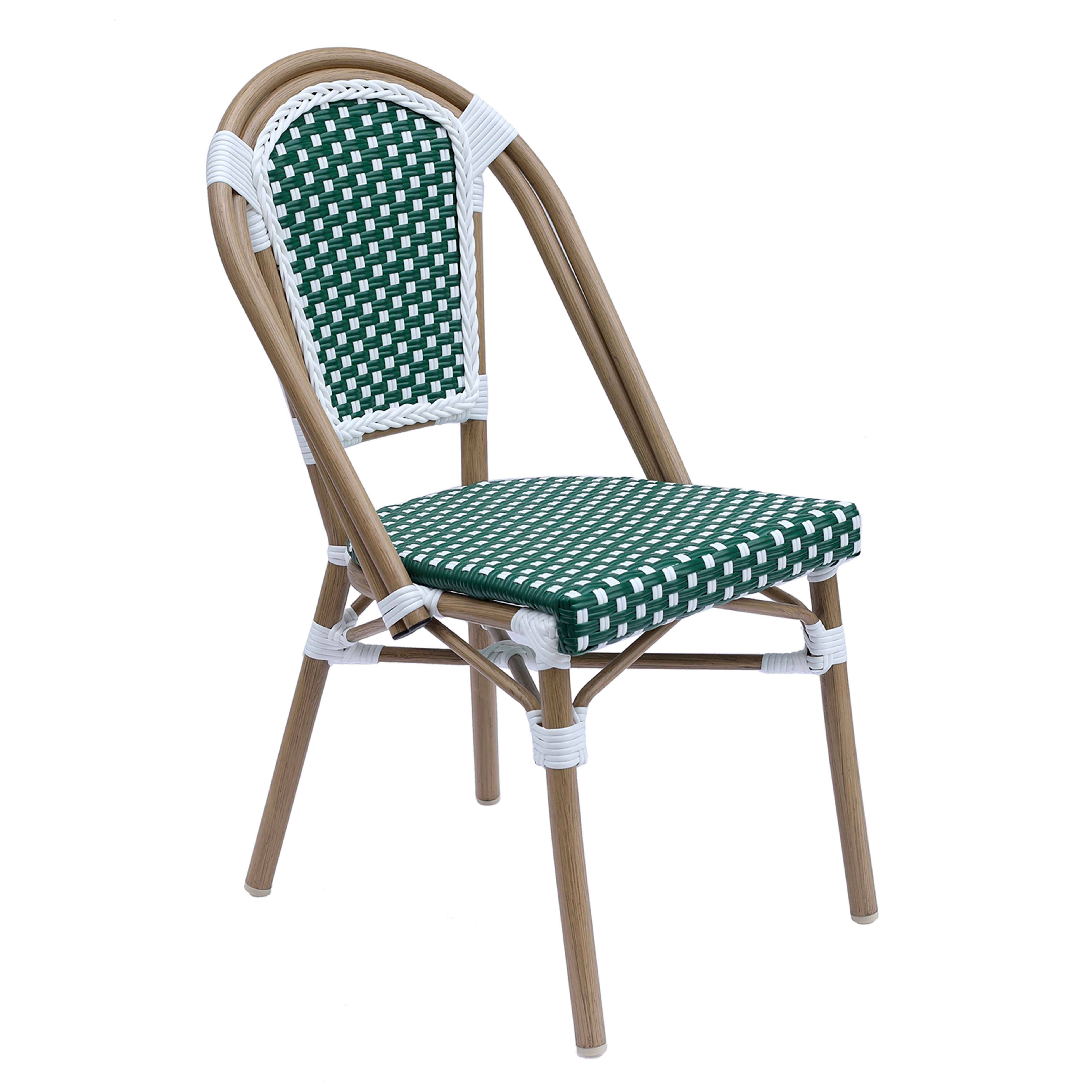 Oviala - Chaise de terrasse bistrot parisien en aluminium et rotin vert foncé Belleville - Oviala - Imagen 1