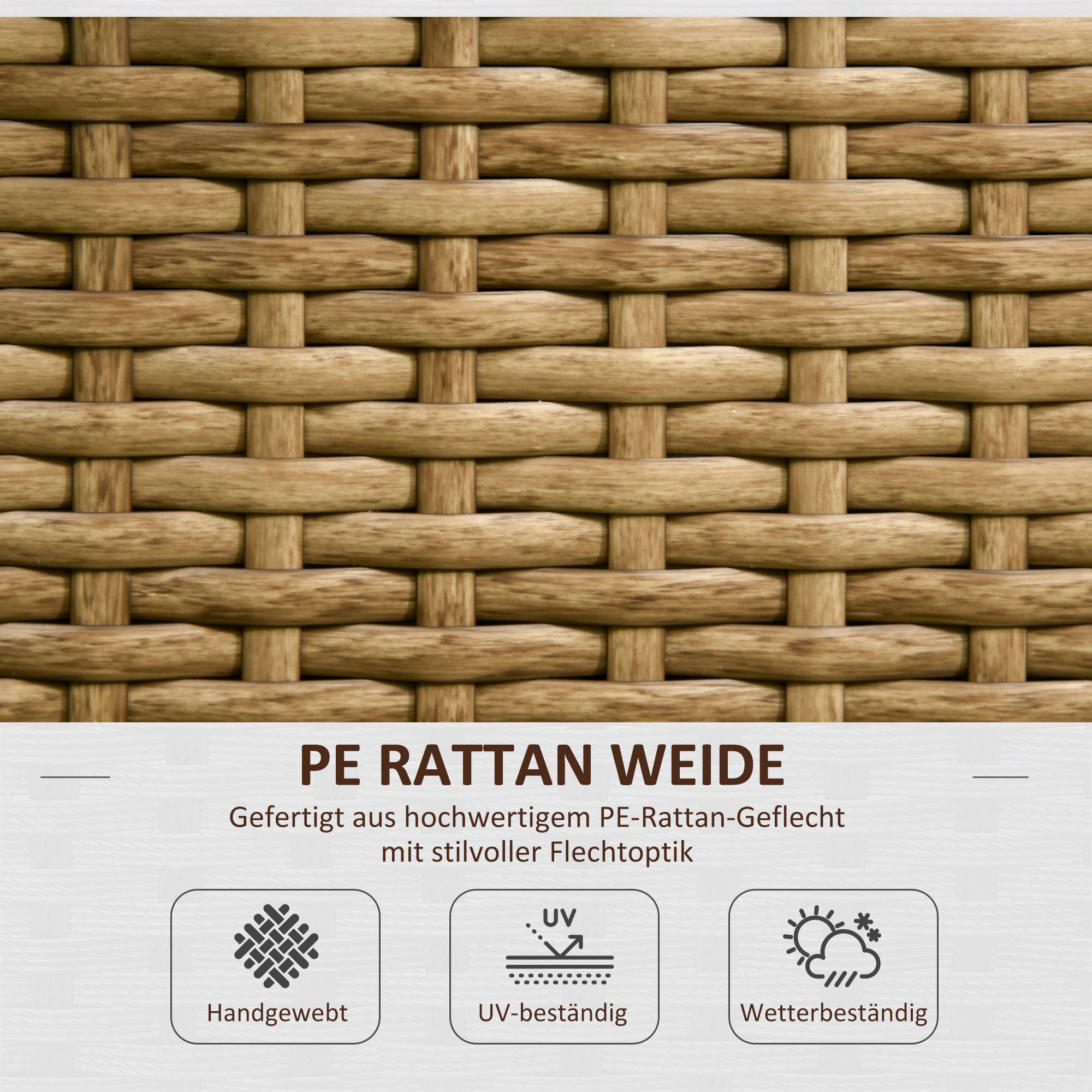 Jardinière avec treillis, résistante, polyrotin, 103x29x103 cm, couleur sable - Image 8