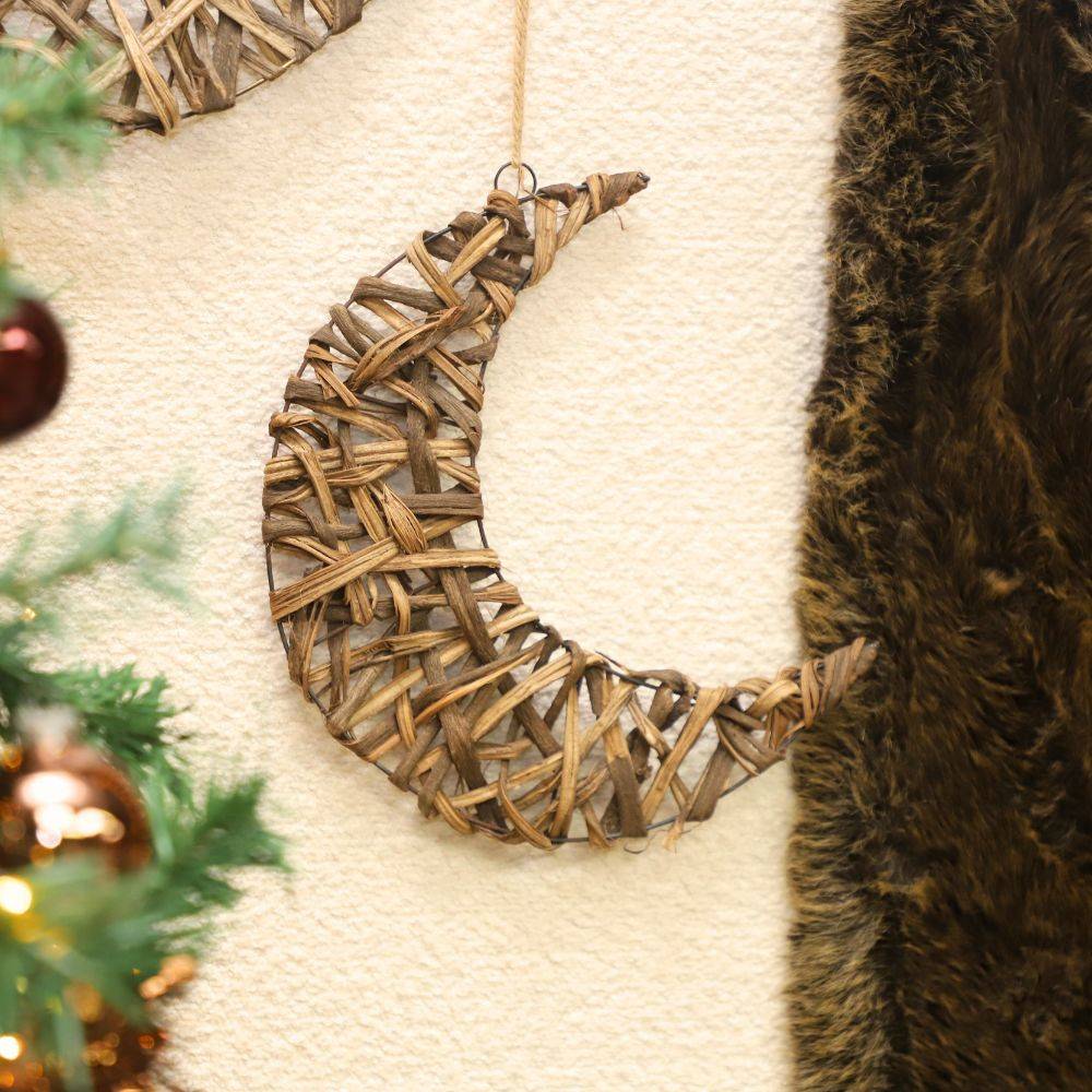 Croissant de lune en osier marron 28cm Chemin de campagne - Imagen 3