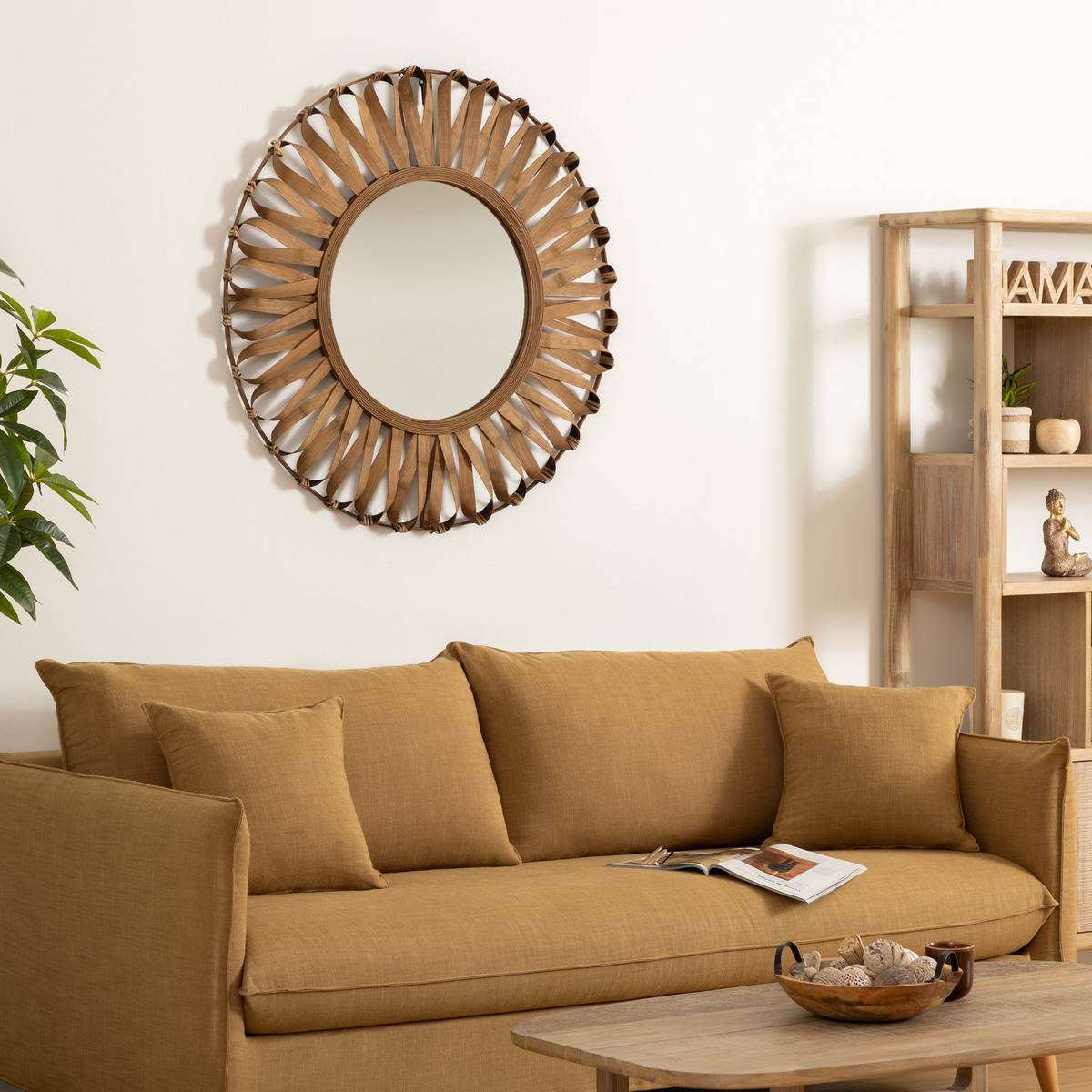Atmosphera - Miroir "Eve" bambou D93cm - Atmosphera Créateur d'intérieur - Imagen 1