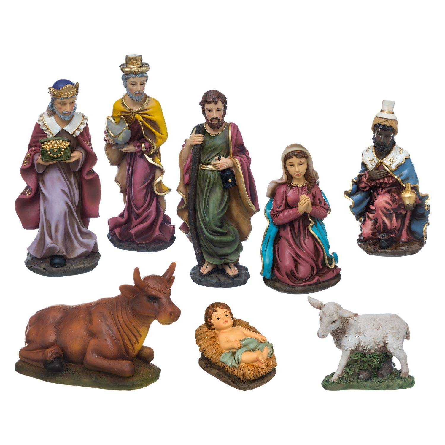 Fééric Lights & Christmas - 8 Santons pour crèche de Noël - H. 20 cm - Multicolore - Féérie Lights & Christmas
