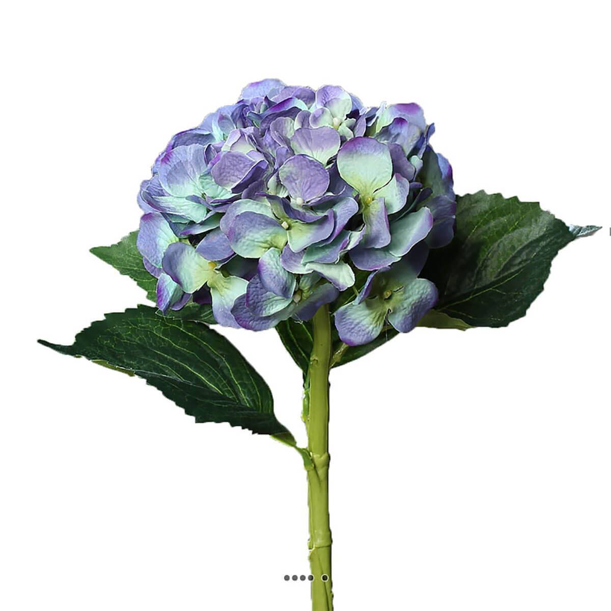 Artificielles - Hortensia artificiel en tige 1 tête 3 feuilles H 50 cm Top Paon - couleur: Paon - Imagen 1