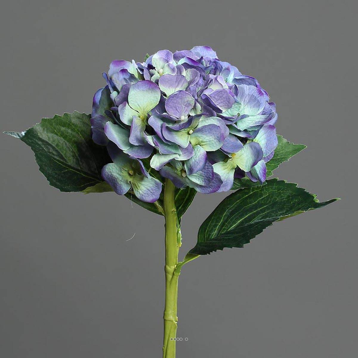Artificielles - Hortensia artificiel en tige 1 tête 3 feuilles H 50 cm Top Paon - couleur: Paon - Imagen 2