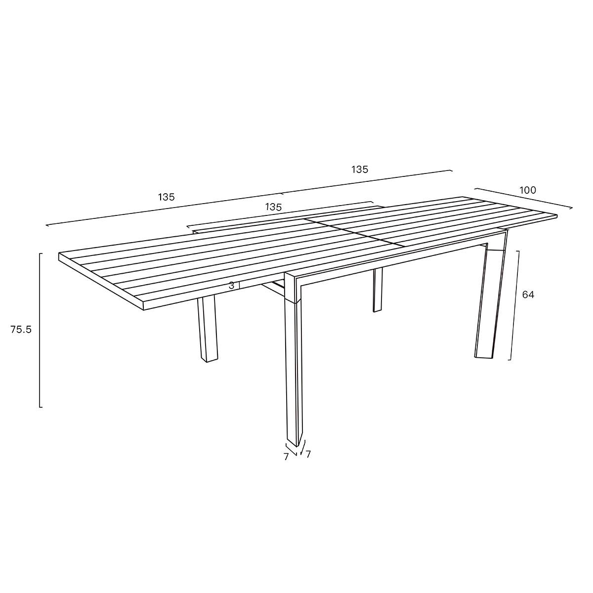 Wilsa Garden - Table de jardin en full aluminium gris extensible 6/10 places MODULO - Image 8