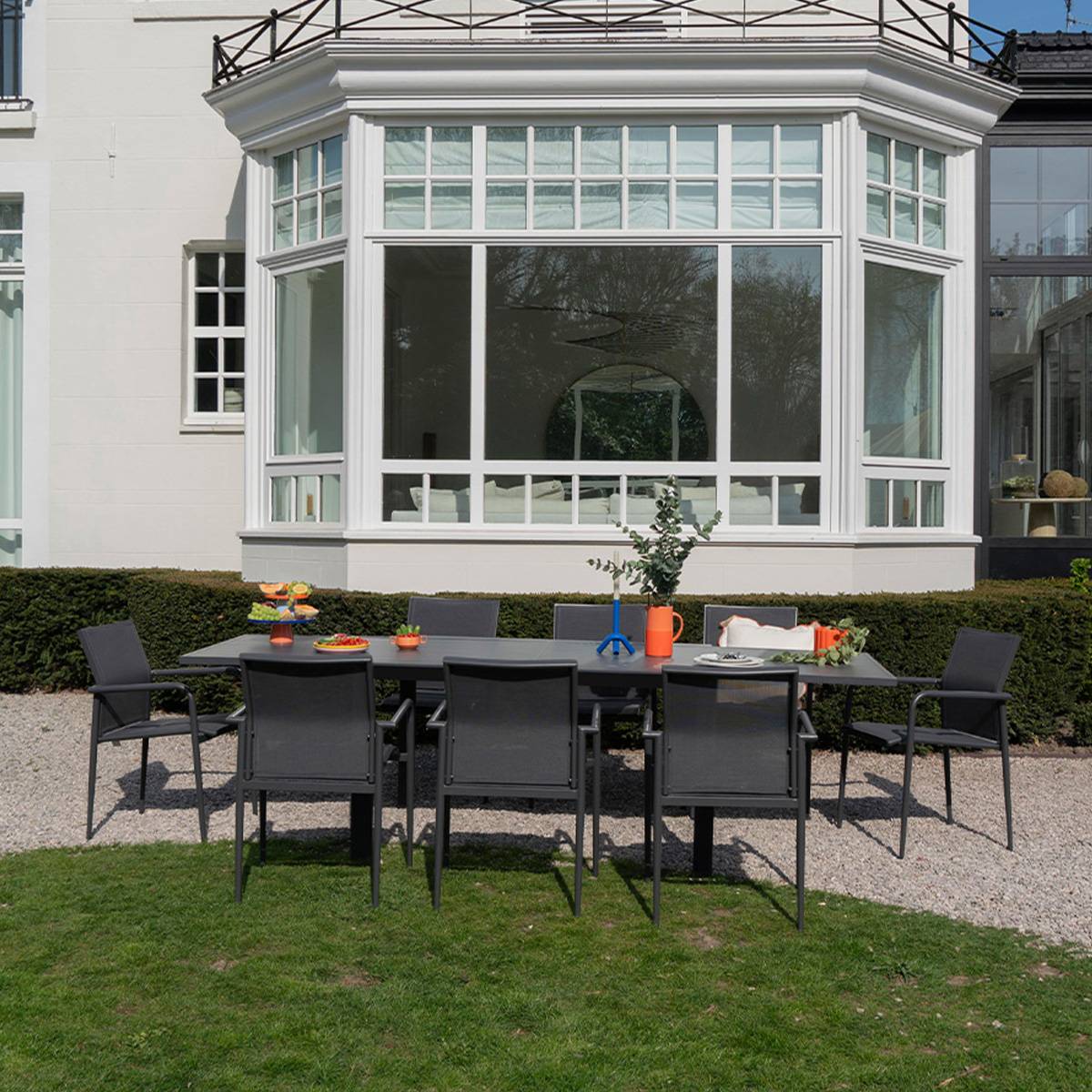 Table de jardin 6/10p en full aluminium Gris MODULO - Image 4