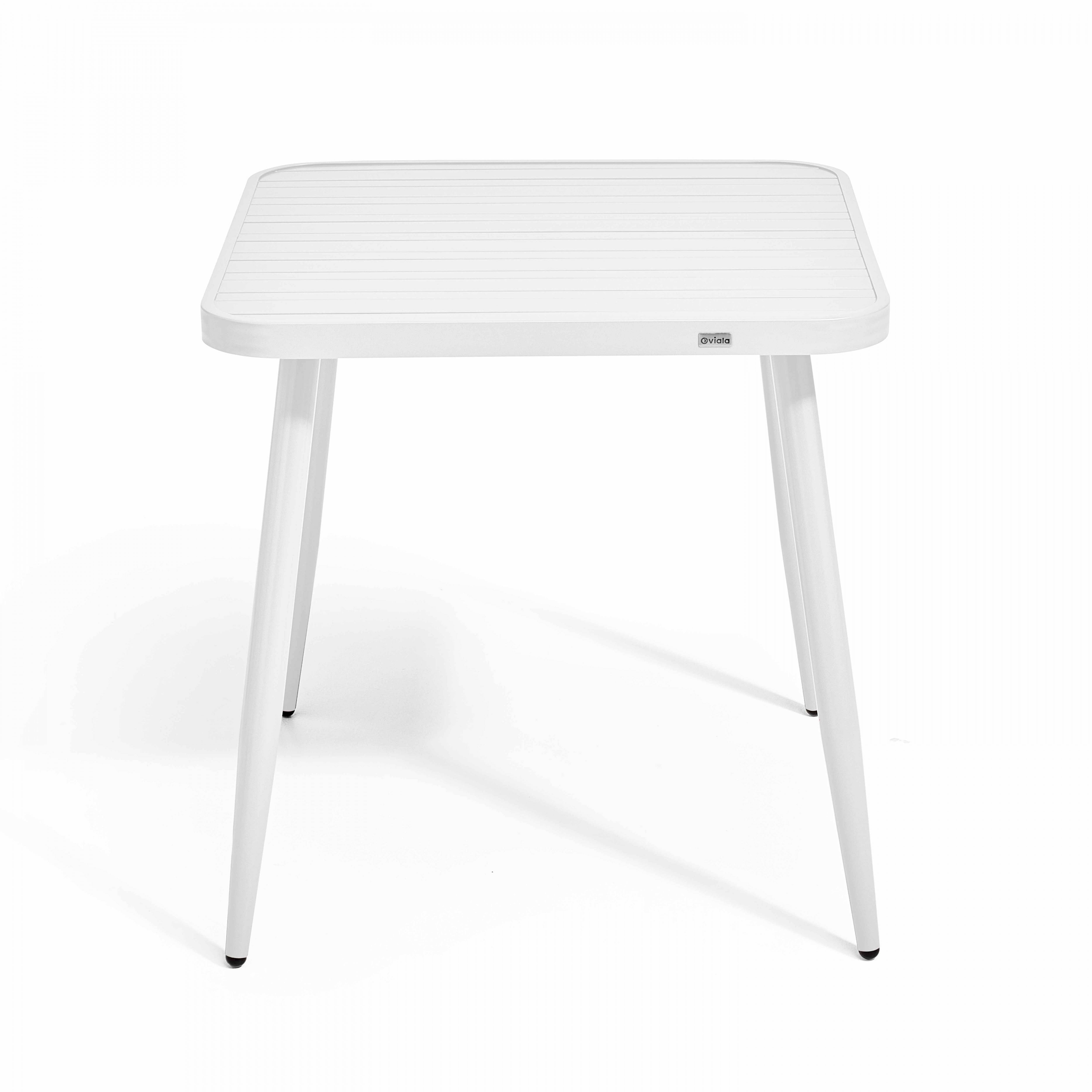 Oviala - Ensemble table de jardin et 4 fauteuils en aluminium/bois blanc Bristol - Oviala - Imagen 3