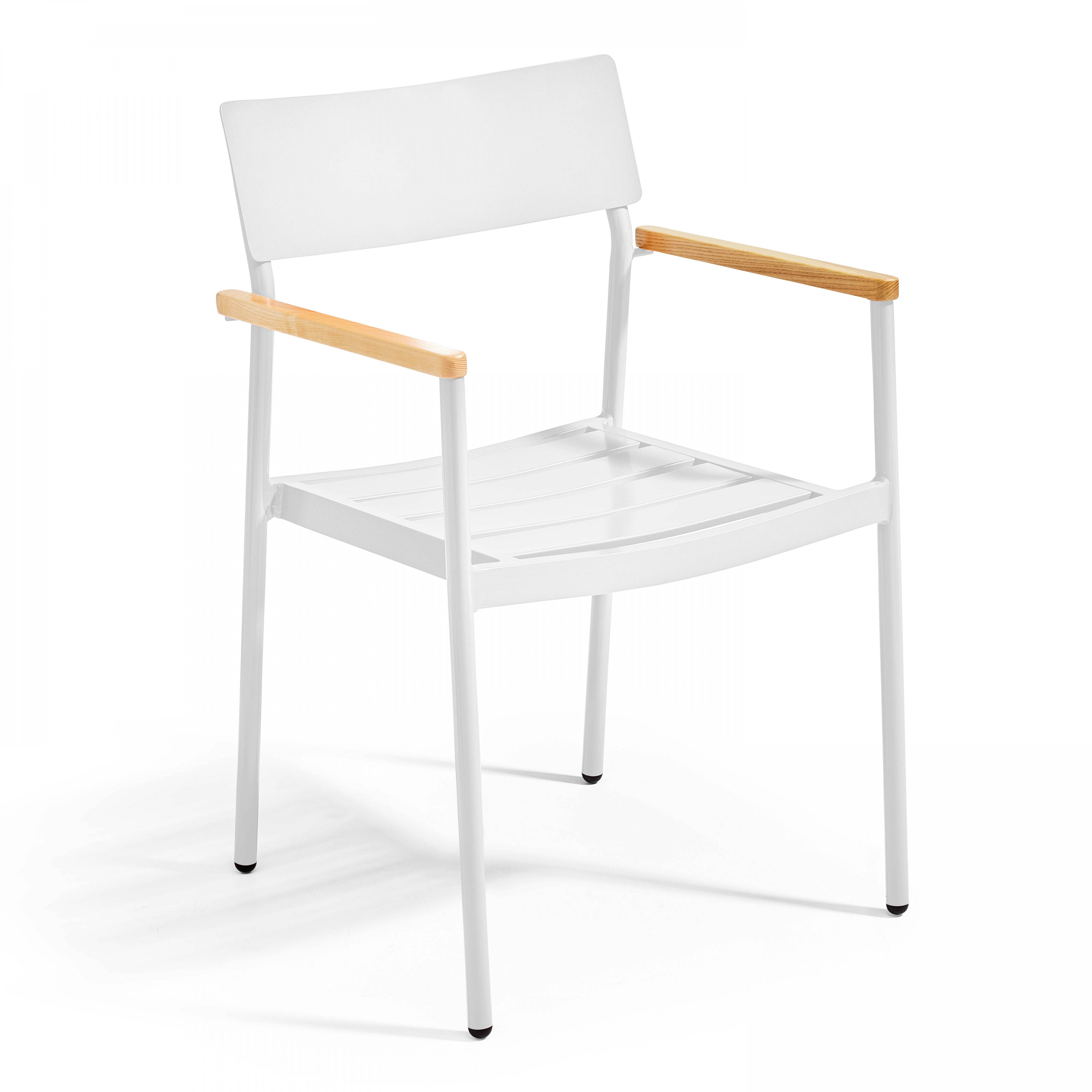 Oviala - Ensemble table de jardin et 4 fauteuils en aluminium/bois blanc Bristol - Oviala - Imagen 5