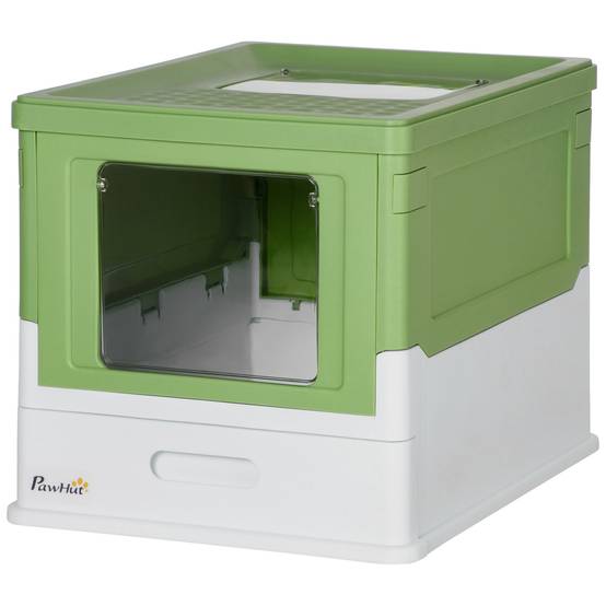 Maison de toilette chat PP fermée tiroir amovible double porte 47x35x36cm vert clair - ComfortXL Outdoor Living - Image 2