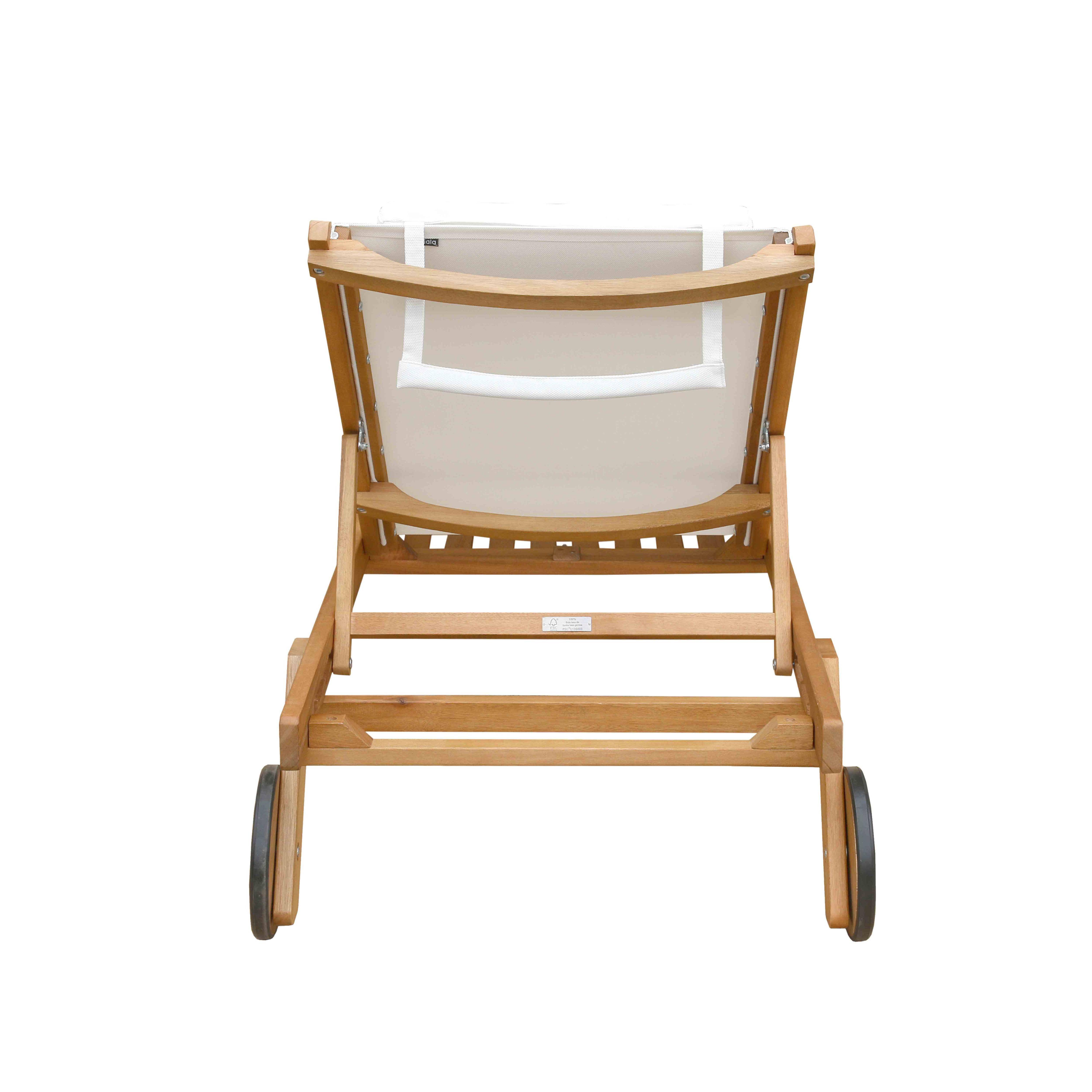 Oviala - Lot de 2 bains de soleil avec coussin et tablette en bois blanc Goa - Oviala - Imagen 5