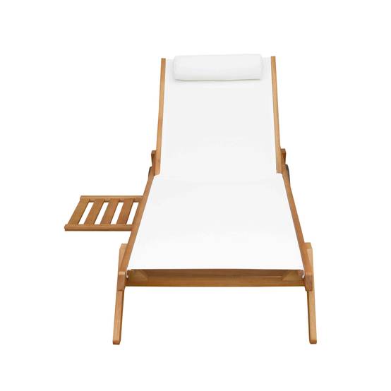 Oviala - Lot de 2 bains de soleil avec coussin et tablette en bois blanc Goa - Oviala - Imagen 6